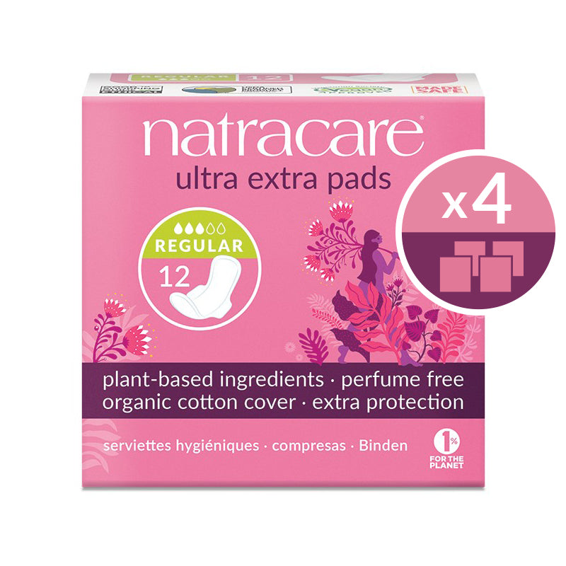 Natracare ultra extra pads regular 4 pack bundle