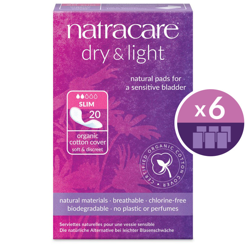 Natracare Dry and Light incontinence pads slim 6 pack bundle