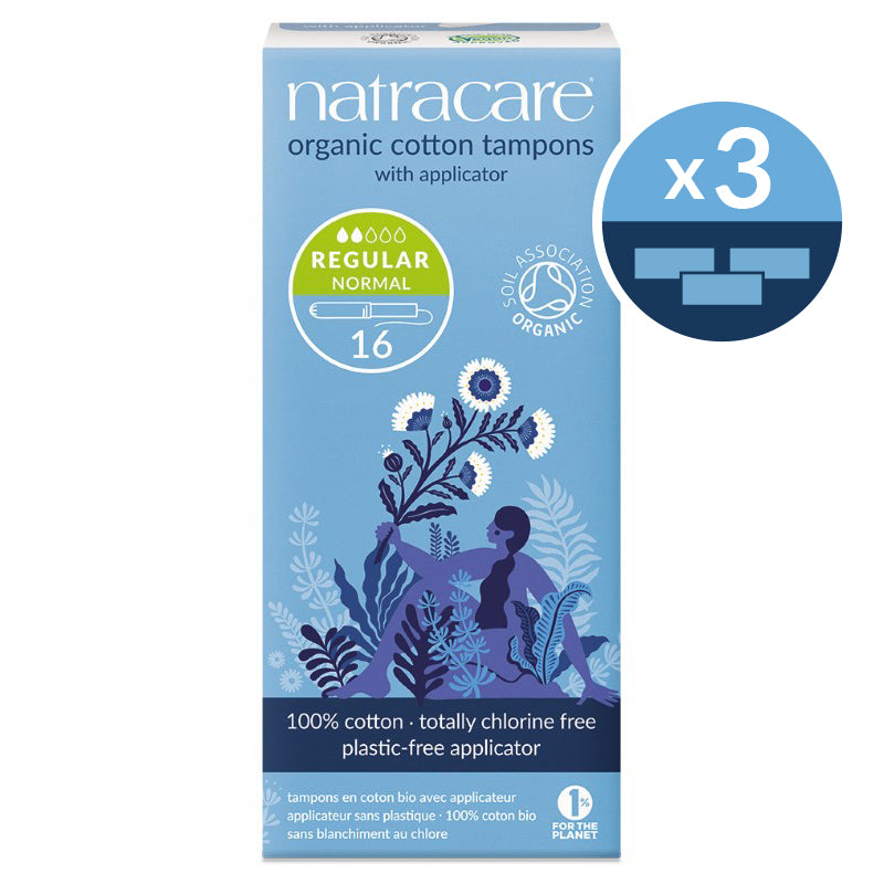 Natracare organic applicator tampons regular 3 pack bundle