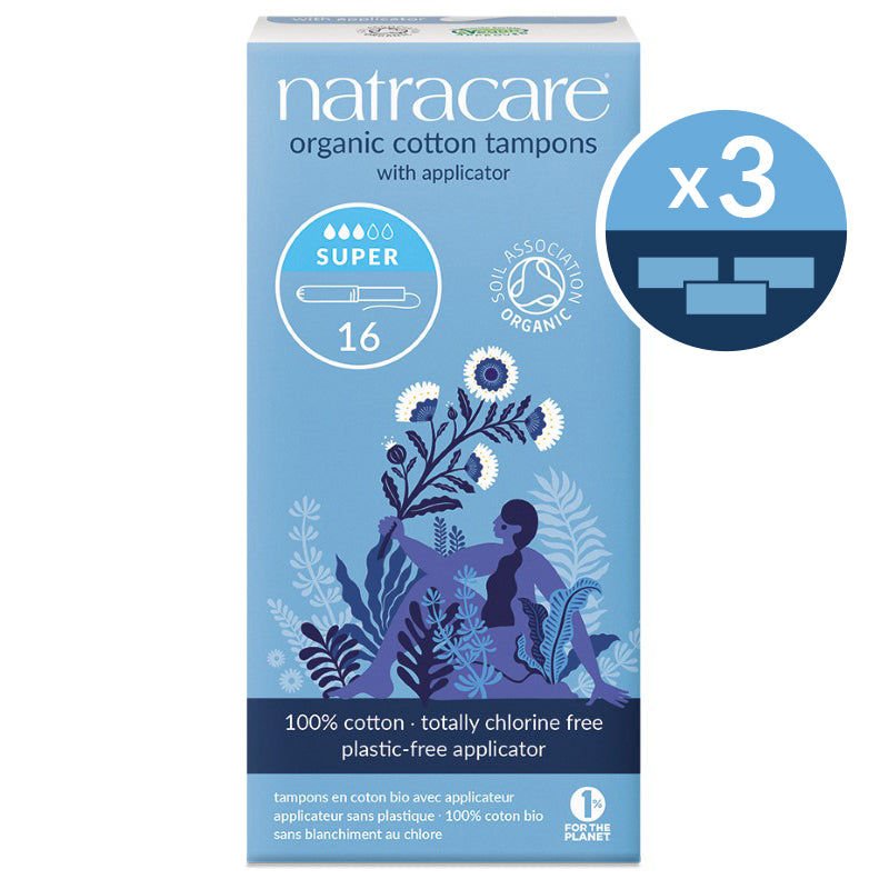 Natracare organic applicator tampons super 3 pack bundle