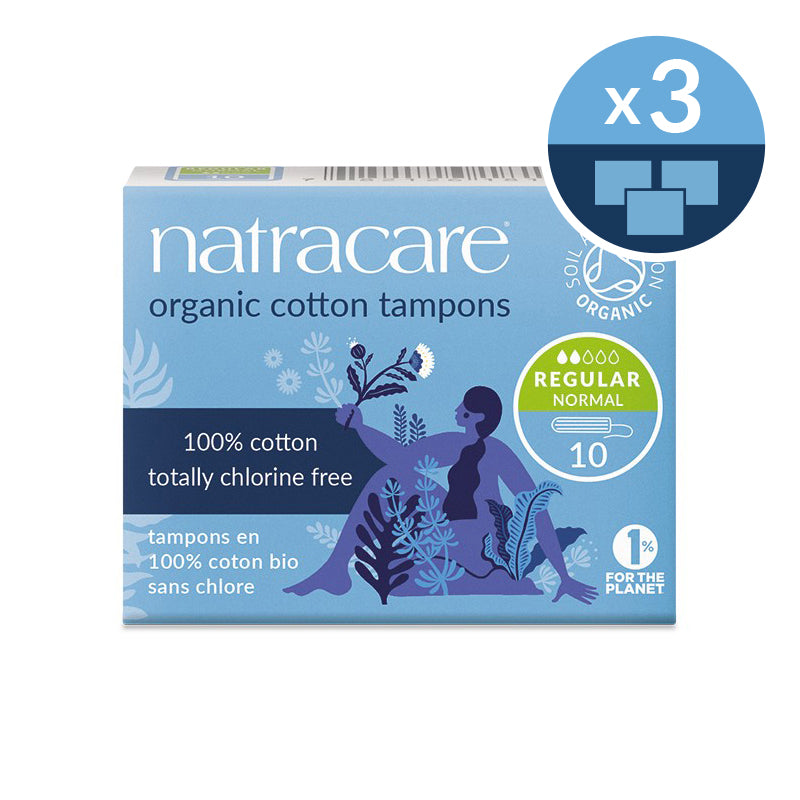 Natracare regular non-applicator organic tampons mini pack bundle