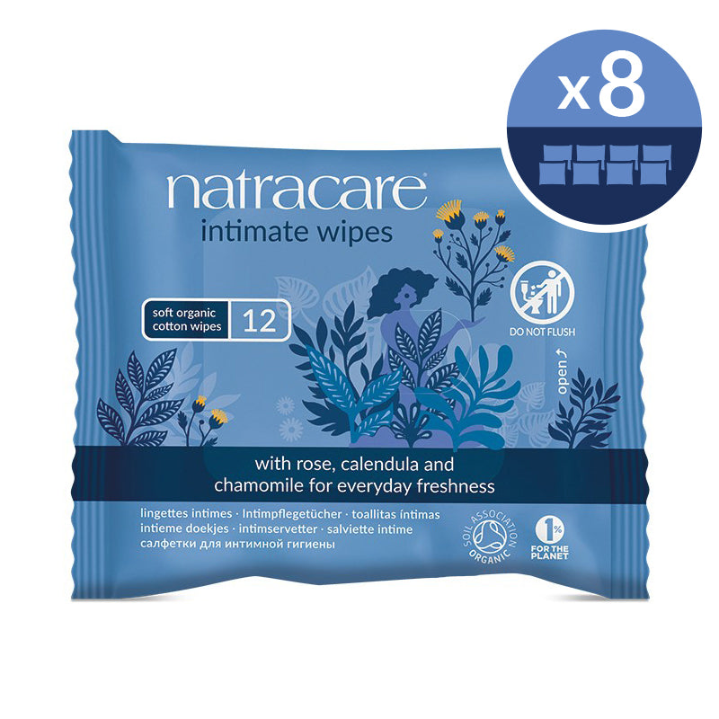 Natracare organic cotton intimate wipes 8 pack bundle