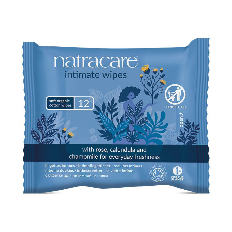 Natracare organic cotton intimate wipes pack