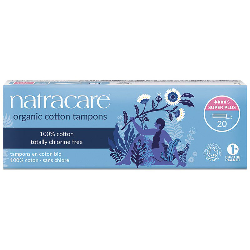 Natracare organic cotton non applicator tampons super plus pack